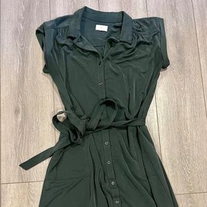 Loft Lou & Grey dark green midi shirt dress size M